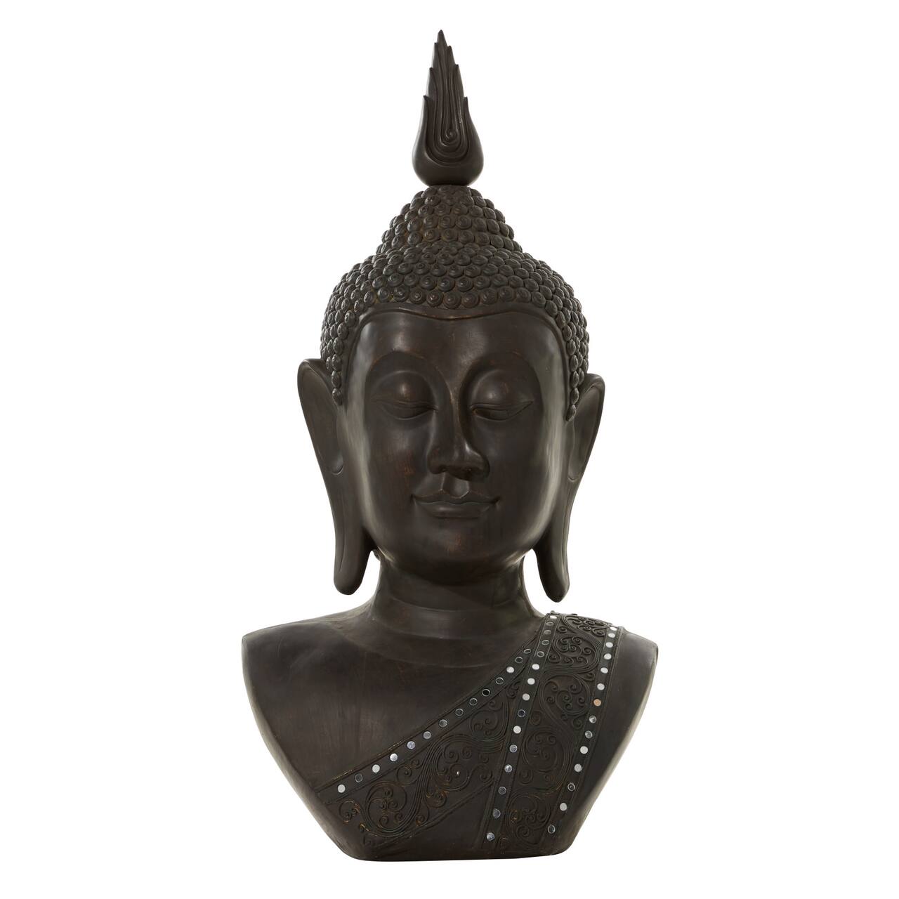 Black Bohemian Polystone Sculpture, Buddha 47&#x22; x 23&#x22; x 18&#x22;
